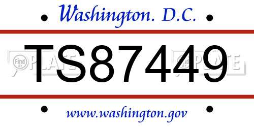 TS87449 District Of Columbia License Plate