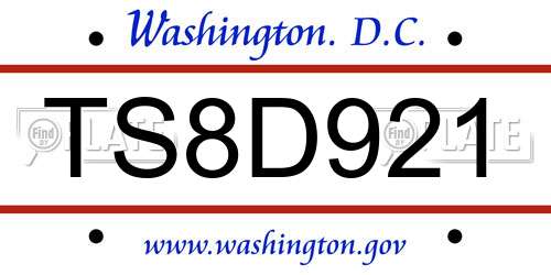 TS8D921 District Of Columbia License Plate