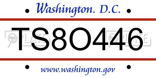 TS8O446 District Of Columbia License Plate