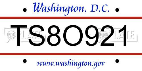 TS8O921 District Of Columbia License Plate