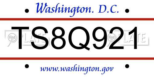 TS8Q921 District Of Columbia License Plate