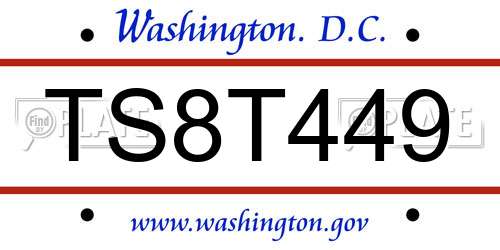 TS8T449 District Of Columbia License Plate
