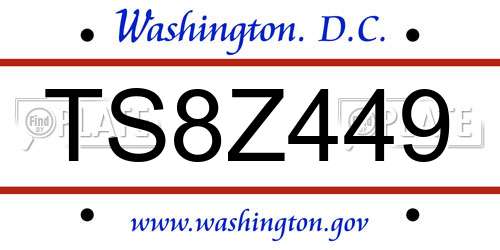 TS8Z449 District Of Columbia License Plate