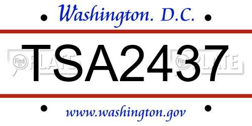 TSA2437 District Of Columbia License Plate