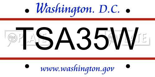TSA35W District Of Columbia License Plate