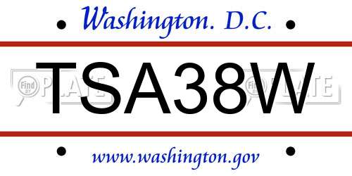 TSA38W District Of Columbia License Plate