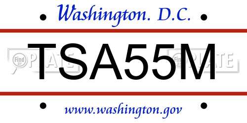 TSA55M District Of Columbia License Plate