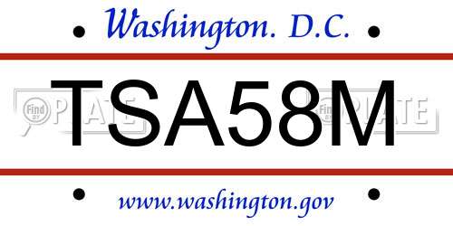 TSA58M District Of Columbia License Plate