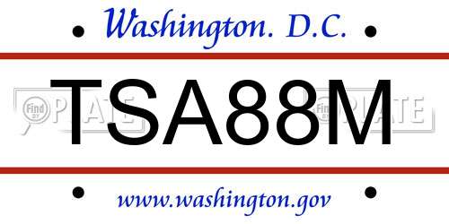 TSA88M District Of Columbia License Plate
