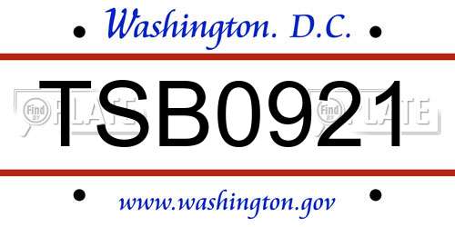 TSB0921 District Of Columbia License Plate