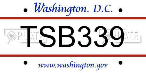 TSB339 District Of Columbia License Plate