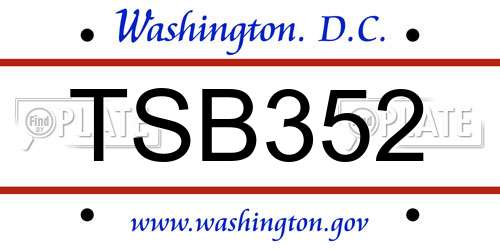 TSB352 District Of Columbia License Plate