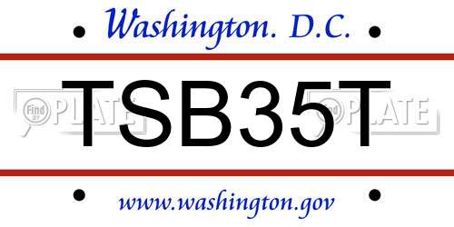 TSB35T District Of Columbia License Plate