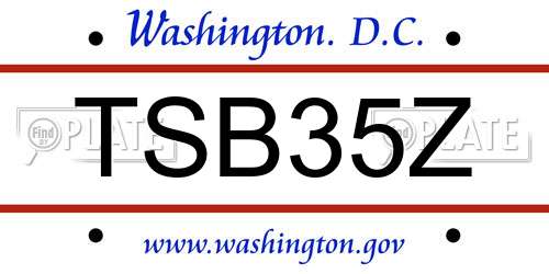 TSB35Z District Of Columbia License Plate