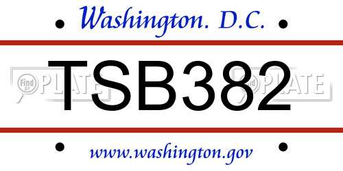 TSB382 District Of Columbia License Plate