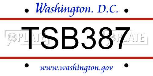 TSB387 District Of Columbia License Plate