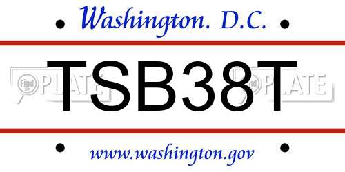 TSB38T District Of Columbia License Plate
