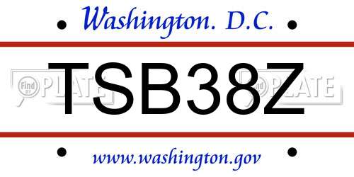 TSB38Z District Of Columbia License Plate