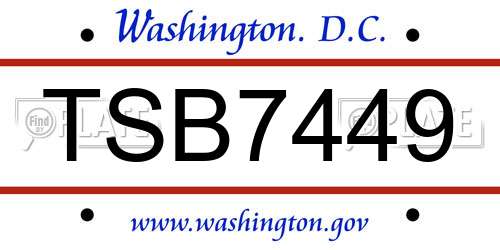 TSB7449 District Of Columbia License Plate