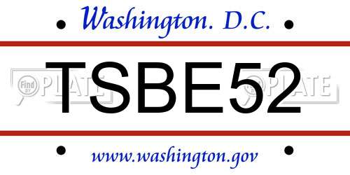 TSBE52 District Of Columbia License Plate