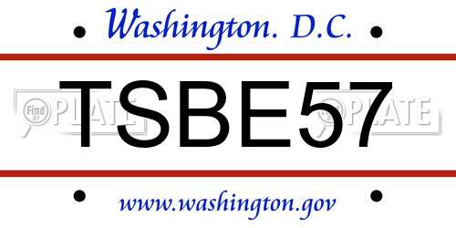 TSBE57 District Of Columbia License Plate