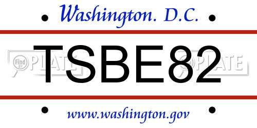 TSBE82 District Of Columbia License Plate