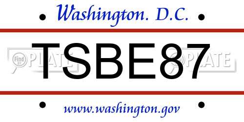 TSBE87 District Of Columbia License Plate