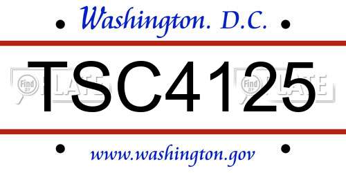 TSC4125 District Of Columbia License Plate