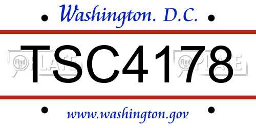 TSC4178 District Of Columbia License Plate