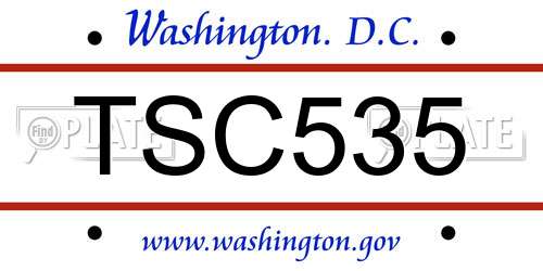 TSC535 District Of Columbia License Plate