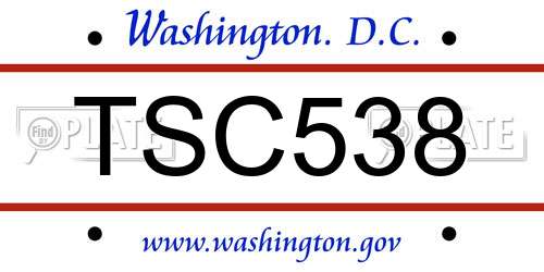 TSC538 District Of Columbia License Plate