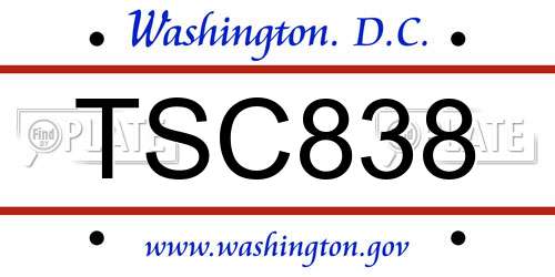TSC838 District Of Columbia License Plate