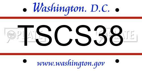 TSCS38 District Of Columbia License Plate