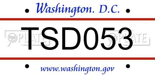 TSD053 District Of Columbia License Plate
