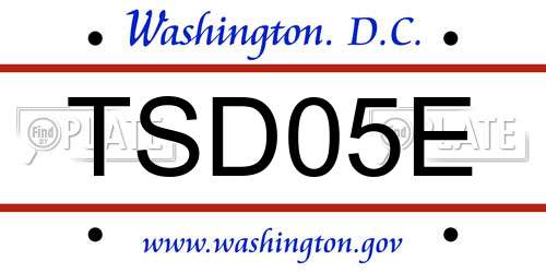 TSD05E District Of Columbia License Plate