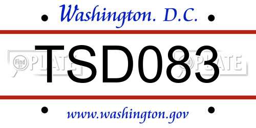 TSD083 District Of Columbia License Plate