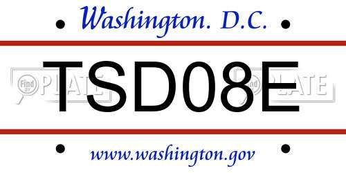 TSD08E District Of Columbia License Plate