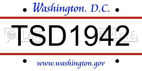 TSD1942 District Of Columbia License Plate
