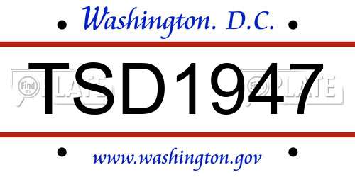 TSD1947 District Of Columbia License Plate