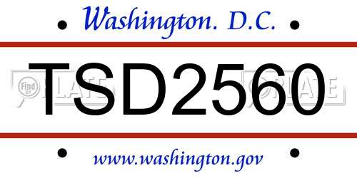 TSD2560 District Of Columbia License Plate