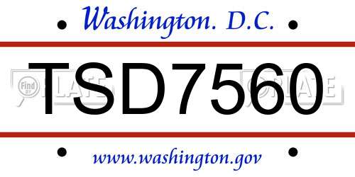 TSD7560 District Of Columbia License Plate