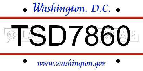 TSD7860 District Of Columbia License Plate
