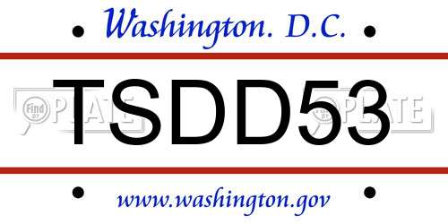 TSDD53 District Of Columbia License Plate