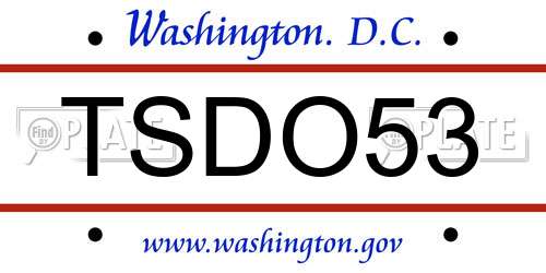 TSDO53 District Of Columbia License Plate