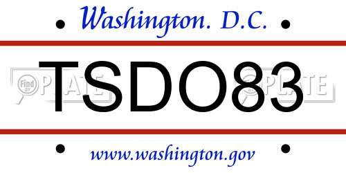 TSDO83 District Of Columbia License Plate