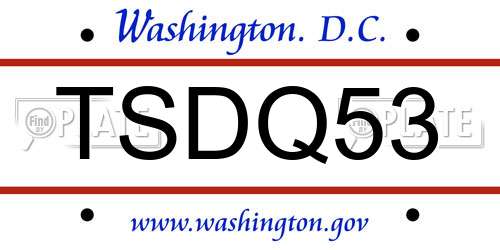TSDQ53 District Of Columbia License Plate