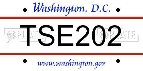 TSE202 District Of Columbia License Plate