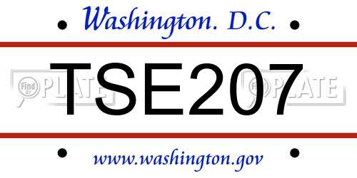 TSE207 District Of Columbia License Plate