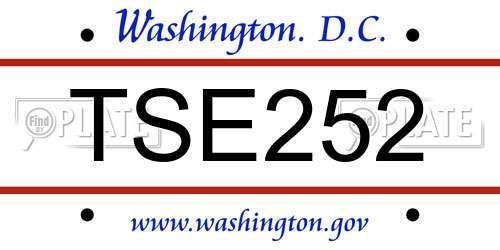 TSE252 District Of Columbia License Plate