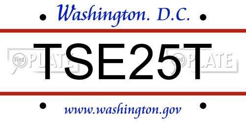 TSE25T District Of Columbia License Plate